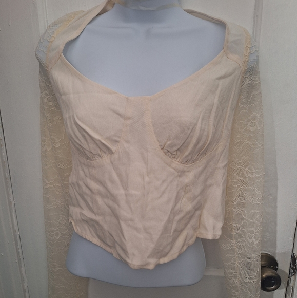 lace blouses, white, size M, long sleeves, WILD FABLE brand - Picture 1 of 7